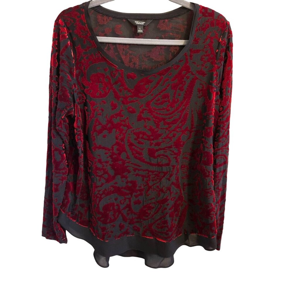 Simply Vera Vera Wang Woman Size L Velvet Burnout Sheer Goth Dark Romantic  NWOT
